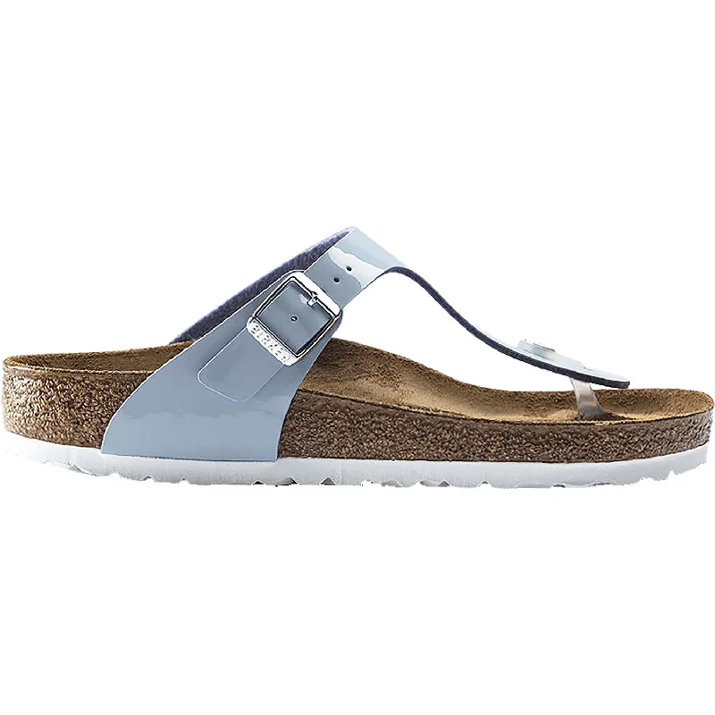 sandals for all-day wear during beach tripsWomen's Birkenstock Gizeh Dove Blue Patent Birko-Flor