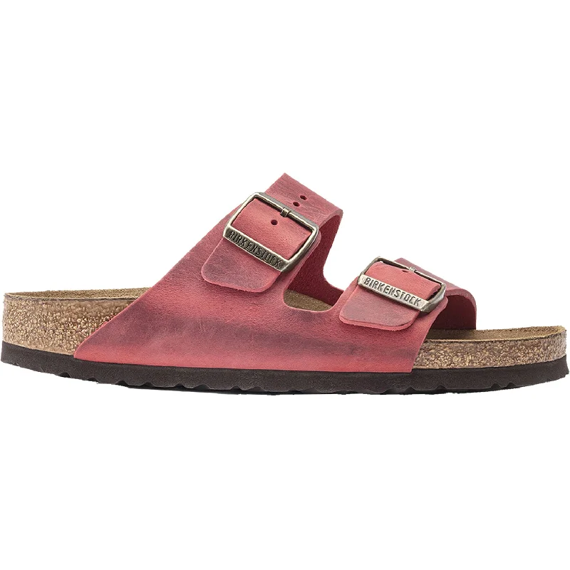 sandals for laid-back walks on the beachWomen's Birkenstock Arizona Fire Red Oiled Leather