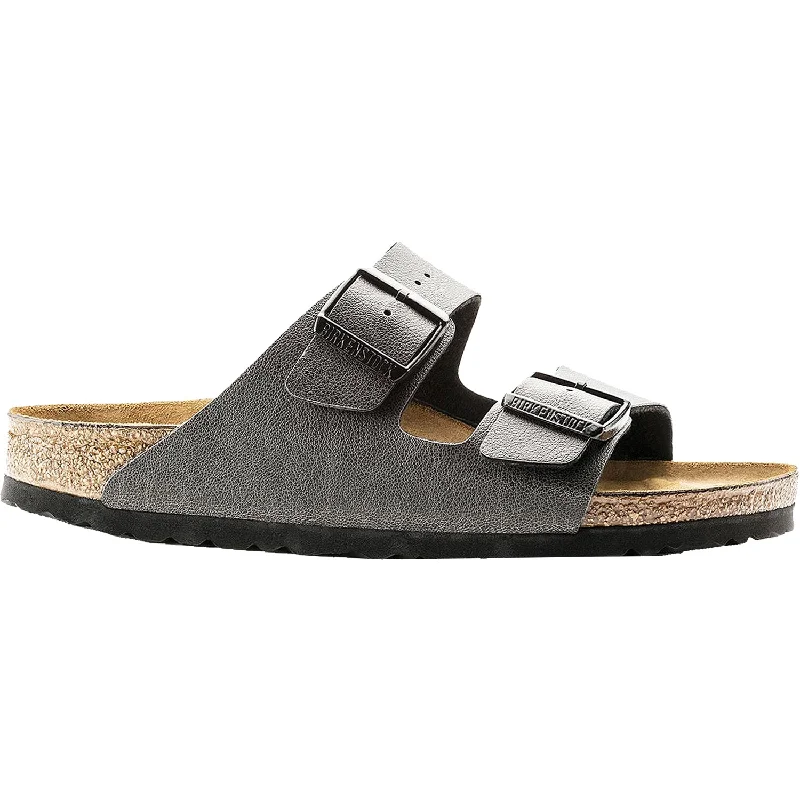 sandals for outdoor sightseeing adventuresWomen's Birkenstock Arizona Anthracite Pull Up Birko-Flor