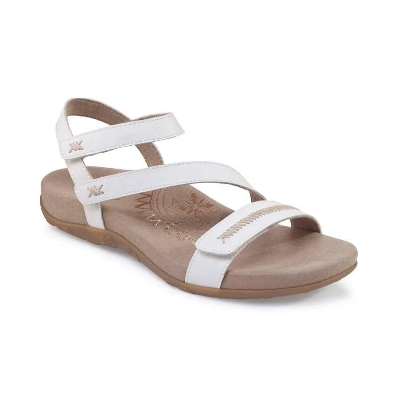 versatile sandals with platform design -Aetrex Gabby Adjustable Quarter Strap Sandal White