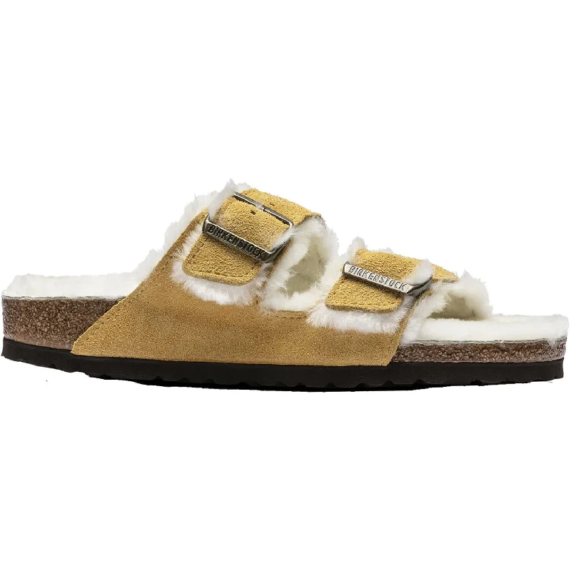 sandals for vacation fun in the sunWomen's Birkenstock Arizona Shearling Ochre Suede