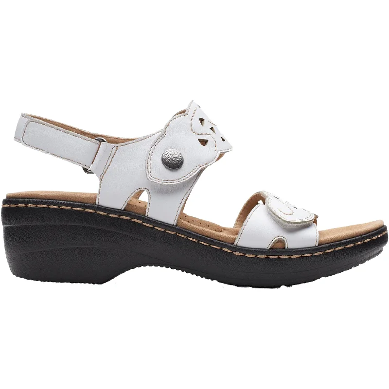 casual sandals for weekend getaways -Women's Clarks Merliah Dove White Leather