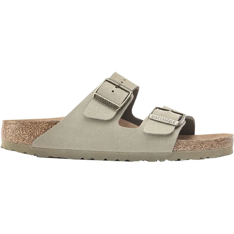 sandals for long hikes and beach excursionsWomen's Birkenstock Arizona Vegan Faded Khaki Birkibuc