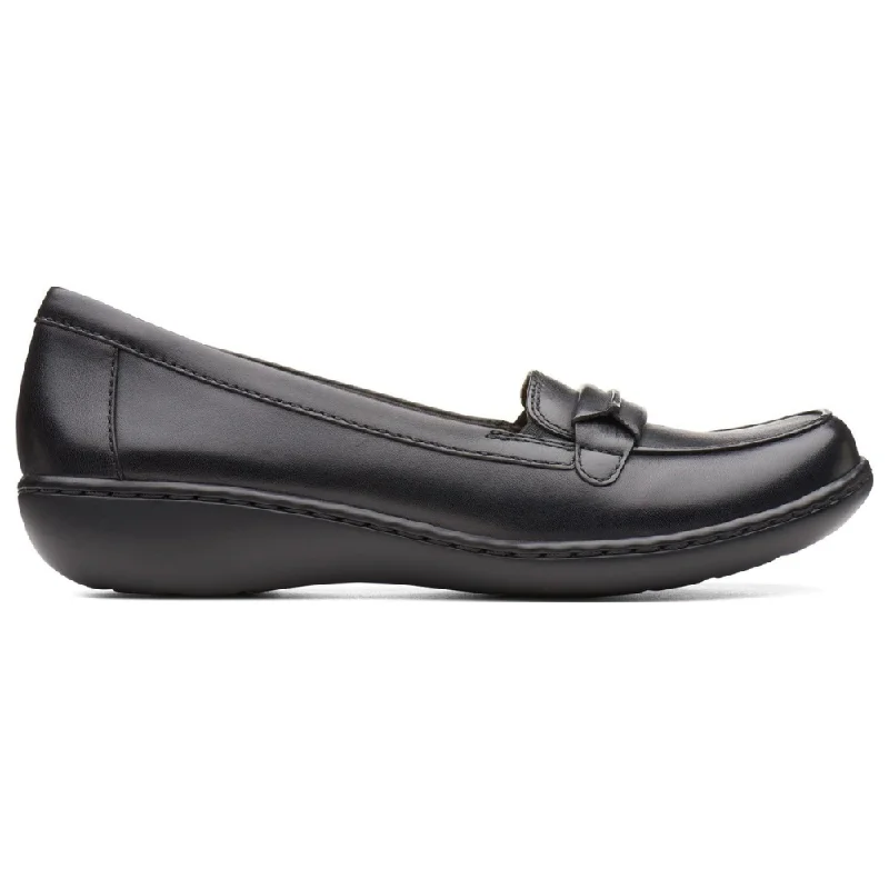 Clarks Ashland Lily Black Leather Loafers (Women's)