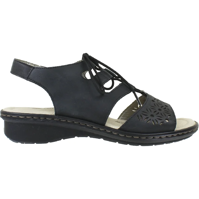 sandals for city exploration during the summerWomen's Rieker D2758-01 Reanne 58 Black Leather